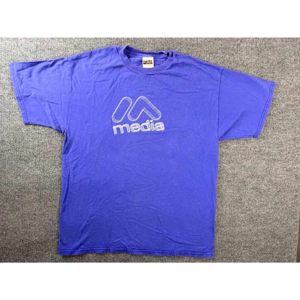 Vintage Tultex Mens XL Purple Graphic Tee Cotton Media Y2K Streetwear Mexico